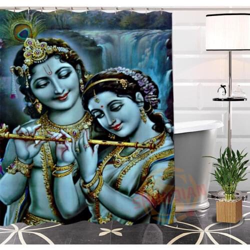 Custom Indian gods Fabric Shower Curtain Eco-friendly Unique bathroom With Hooks Curtain for Bath Decor