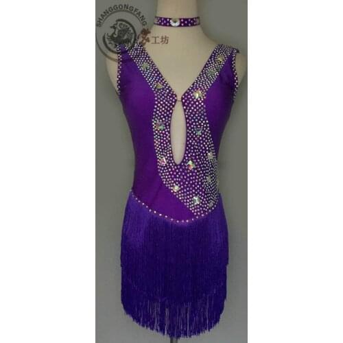 New style latin dance costume sexy stones tassel latin dance dress for women latin dance compeition dresses A89 S-4X