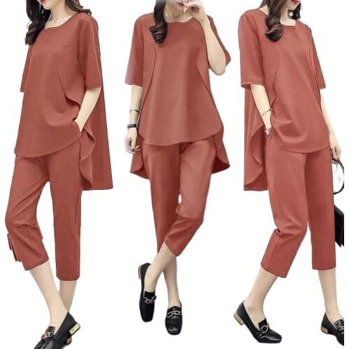 2 Piece Sets Womens Outfits Tracksuit Women Plus Size 4XL Sport Clothing 2021 Summer Short Sleeve Top and Pants Suit X108