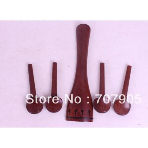 1set cello rose wood parts,1x tailpiece+4x peg ebony mosaic #E33