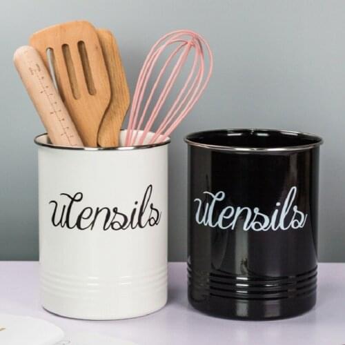 1Pcs White&Black American Rural Classical Kitchen Tools Bucket Home Cutlery Baking Knife Cross Shovel Storage Tube Accessories