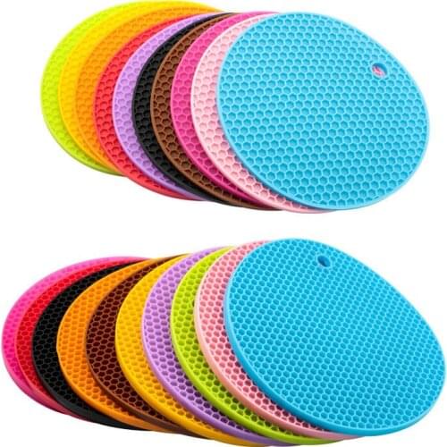 1PC Multifunctional Round Heat Resistant Silicone Non-Slip Mat Cup Coasters Pot Holder Table Placemat Kitchen Tool Accessories