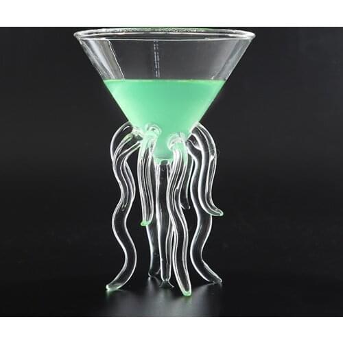 100ML Creative Octopus Cocktail Glass Transparent Jellyfish Glass Cup Juice Glass Goblet Conical Wine Champagne Glass 5