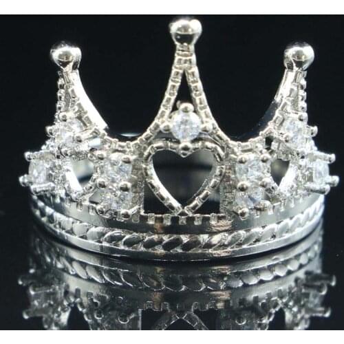 23x18mm Deluxe Crown Shape Created White Sapphire Gift For Womans Jewelry Making Silver Rings