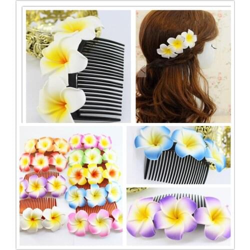 30 kinds of color you choose Fabulous Hawaii Plumeria flowers Foam Frangipani Flower comb bridal hair clip