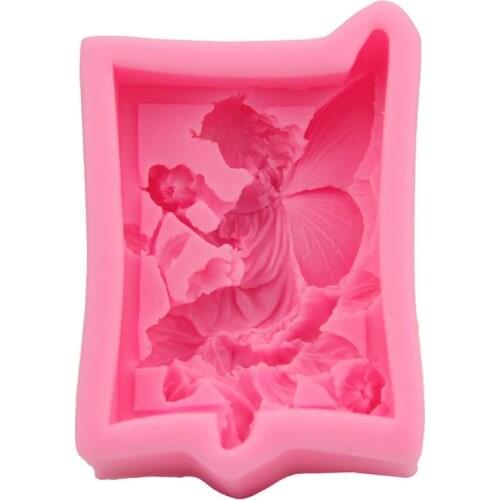 3D Angel Flower Fairy Silicone Mold DIY Soap Candle Cake Fondant Baking Mould