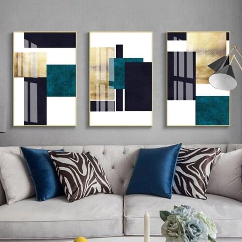 Abstract Golden green Geometry Canvas Painting Posters And Print Unique Decor Wall Art Pictures For Living Room Bedroom Aisle