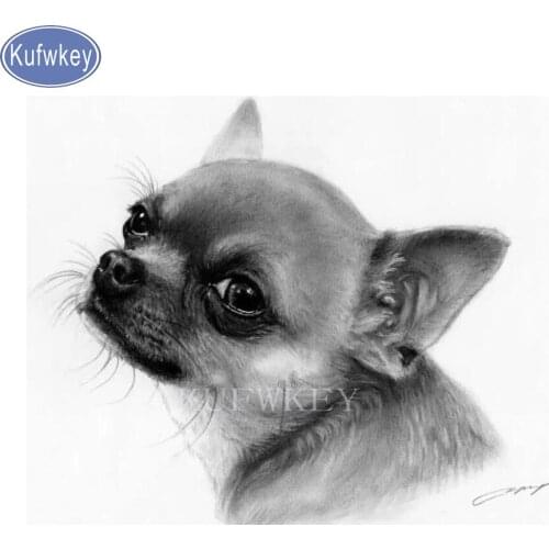 Diamond painting,black and white chihuahua,diamond embroidery,diamond mosaic,pet,full square,cross stitch dog,5d,diy,hobby,3d