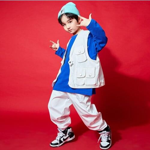 Kids Hip Hop Dancing Show Clothing Jacket Vest Cargo Pants For Girls Boys Jazz Dance Costume Clothes Stage Wear Rave Outfits