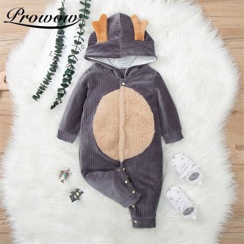 Prowow Antlers Babys Rompers Autumn Winter Childrens Overalls For Kids Toddler Baby Clothes Cartoon Male Baby Jumpsuits 2021