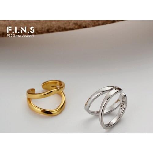 F.I.N.S 1PC INS Style Simple S925 Sterling Silver Double-Layer Open Geometric Ear Clip Without Pierced Silver 925 Jewelry