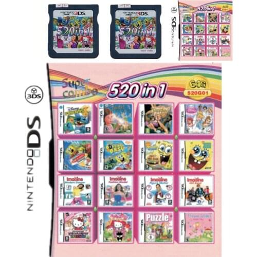 520 IN 1 Games 64G 520G01 NDS Nintendo 3DS Game Pack Card Super Combo Cartridge for Nintendo NDS DS 2DS New 3DS Toys