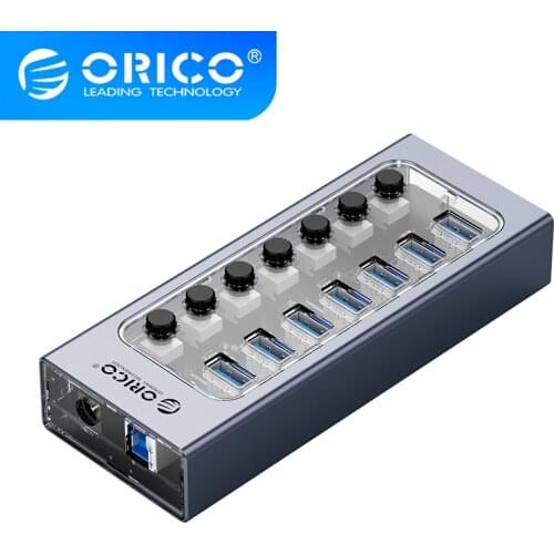 ORICO Industrial USB 3.0 HUB 7/10/13/16 Aluminum + Transparent USB HUB 5Gbps transmission rate With ON/OFF Switch,ORICO AT2U3