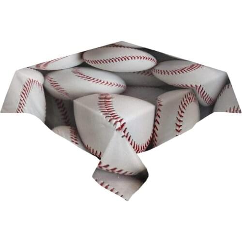 Red and White Baseball Tablecloth Washable Fabric Cover for Kitchen Dinning Table Top Decoration