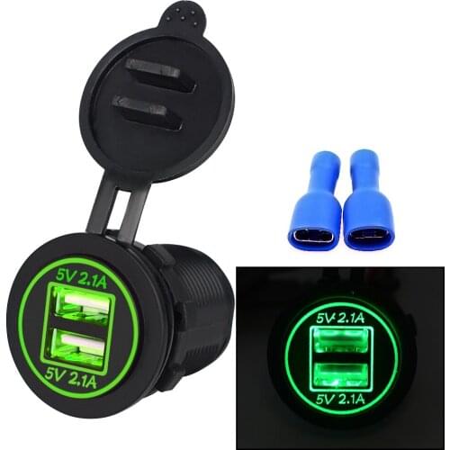 Cool Motorcycle Dual USB Socket Charger Power Adapter Outlet Power Mobile Phone Charger with LED 4.2A for Auto Car Truck Yacht