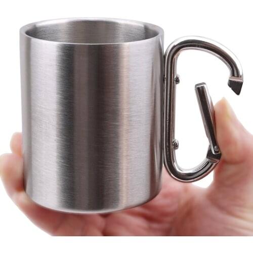 Camping Mug Stainless Steel Double Wall Travel Drinking Cups With Carabiner Lightweight For Home Hiking Picnic Kitchen Utensils