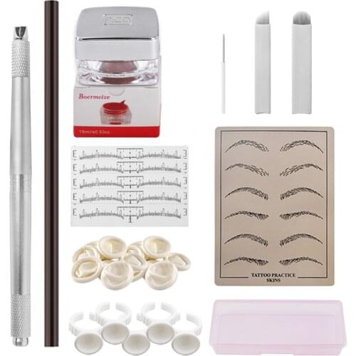 Microblading Blades Permanent Eyebrow Tattoo Pen Microblading Practice Kit Pigment Rings for Microblading with Tattoo Accessori