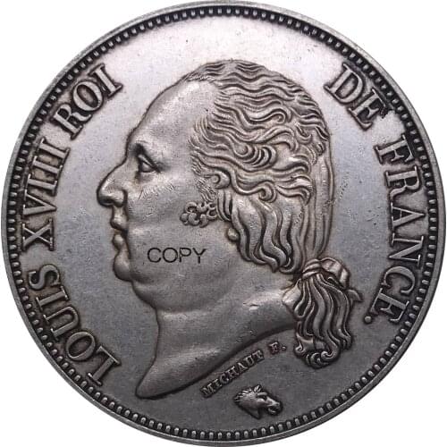 Letter Edge France 1817 A 5 Francs - Louis XVIII Bare Head Coin Metal Cupronickel Plated Silver Collectible Souvenir Copy Coins