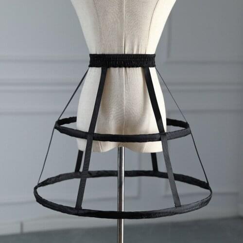 Wedding Bridal Crinoline Underskirt Women Girls Elastic Waistband Adjustable Pannier Petticoat 2 Hoop Cage Skirt in Stock