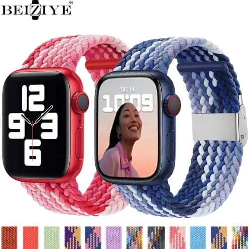 Nylon Braided Band For Apple Watch Band 40mm 44mm Solo Loop Bracelet For Apple Watch Band 42mm 38mm Series SE 6 5 Adjustable