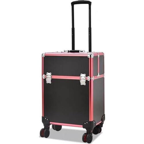 New makeup trolley luggage cosmetic suitcase large capacity spinner professional makeup artist bridal fashion partition toolbox