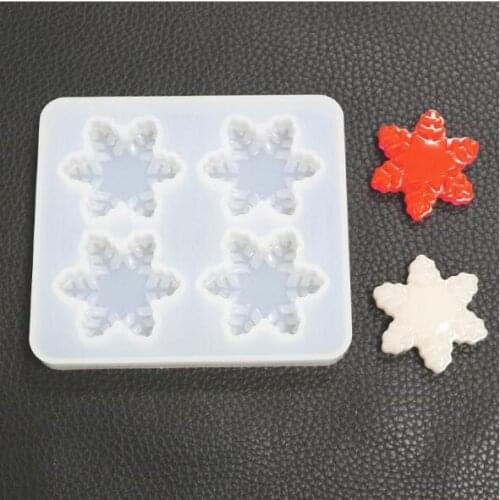 2019 new diy crystal epoxy mold 4 even small snowflake mold mirror handmade resin pendant silicone