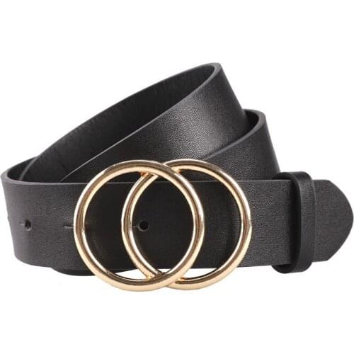 New Womens Belt Fashionable Ladys Girdle Double Round Buckle Needle Buckles Female Girdle Belts for Women Luxury Designer