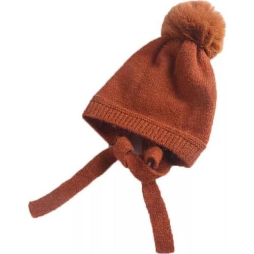 2-6Y Toddler Baby Beanie Child Cap Casual Solid Color Winter Knit Fur Pom Pom Hat for Boys and Girls Beanies For Christmas