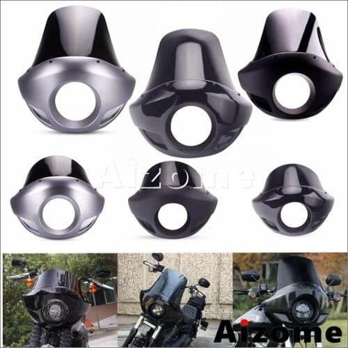 Universal Motorcycle 5.75 inch Headlights Fairing Windshield Kit 35-49mm Forks For Harley Sportster Dyna Cafe Racer Bobber Honda