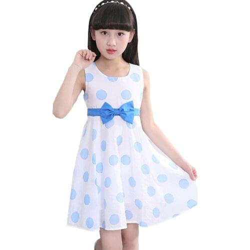 Girl Dresses Dot Pattern Dress For Kids Girl Big Bow Kids Dresses Summer Girls Costumes Kids 6 8 10 12 14