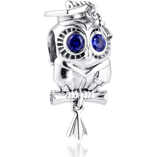 Fits Original Pandora Bracelet 925 Sterling Silver Wise Owl Graduation Charms Beads for Women Fashion Jewelry Making 2020 New