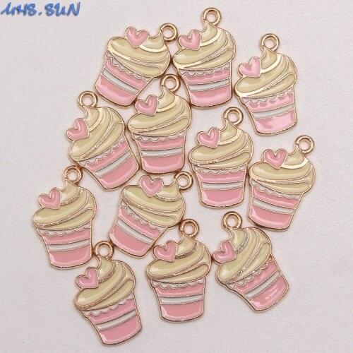 MHS.SUN 20Pcs Cute Ice Cream Shape Pendants Girls Child Charm Alloy Pendants For DIY Jewelry Making 20Pcs