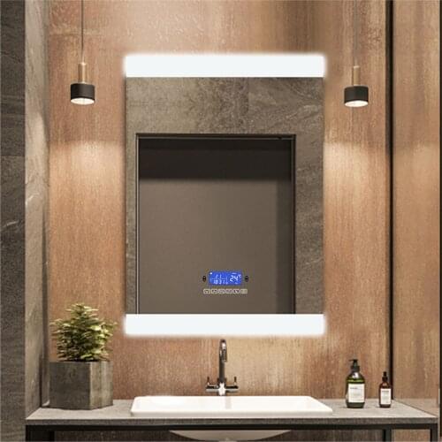 Rectangular Dimmable LED Smart Wall Mounted Mirror With Body Induction,Anti-Fog,Bluetooth,Backlit Light Bathroom Vanity Mirror