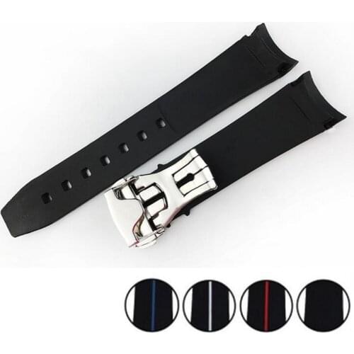 Rubber Strap Waterproof Diving Curved End Watch Band for Omega Seamaster Planet Ocean Speedmaster De Ville 20mm Butterfly Clasp