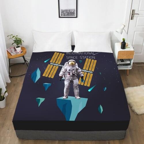 Cartoon Childrens Elastic fitted sheet bed sheet With An Elastic Band Mattress Cover Bed cover for kids baby Space station