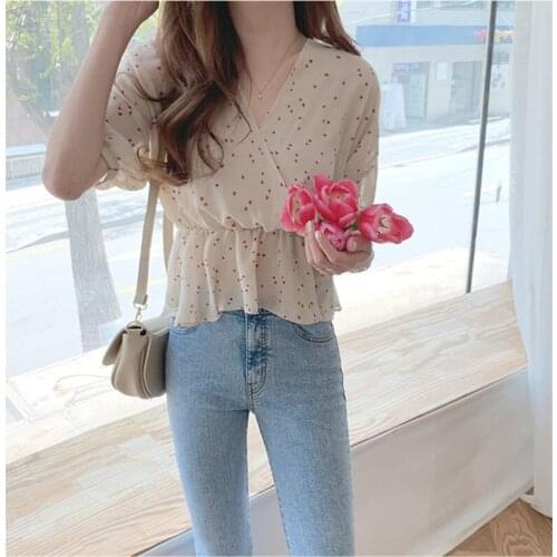Sexy Summer apricot black chiffon Blouse Women Tops femme Casual Women short sleeve Girls Blouse Lace up Plus Size women shirts