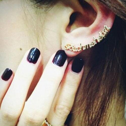 Japanese And Korean Celebrities Earrings with Cute and Letter Earrings With Pierced Ear Bone Clip