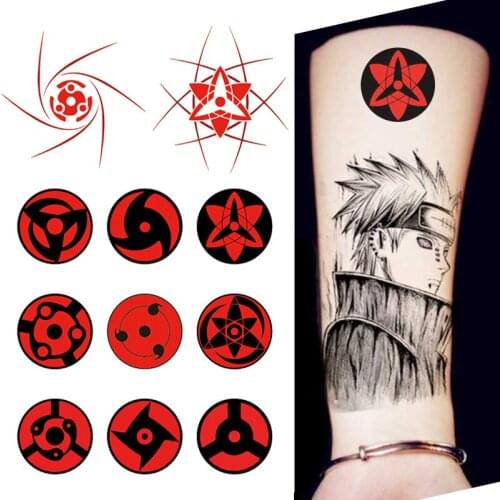 Naruto Sharingan Tattoo Stickers Anime Uchiha Itachi Figures Waterproof Temporary Tattoo Stickers Toys for Kids Christmas Gifts
