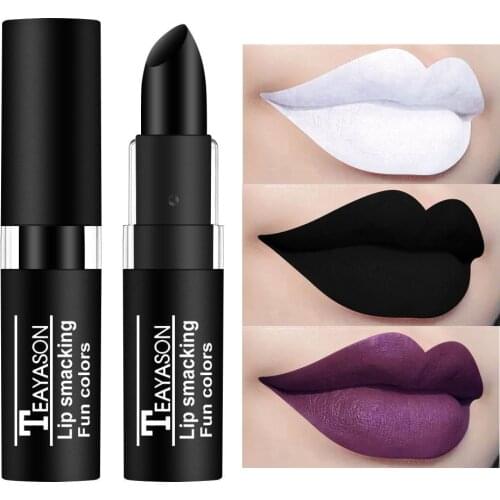 1PC Waterproof Velvet Matte Lipstick Long Lasting Pigment Nude Black Lipstick Luxury Halloween Party Lips Makeup Cosmetics