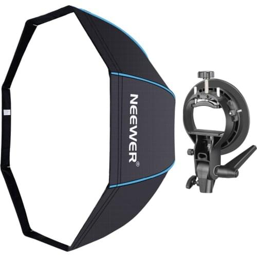 Neewer 48 inches/120 centimeters Octagonal Softbox with Blue Edges, S-Type Bracket Holder (with Bowens Mount) and Carrying Bag