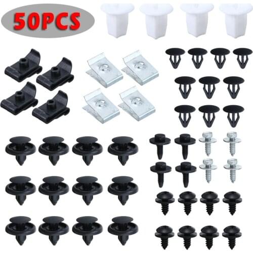 50pcs Car Auto Under Engine Cover Clip Underbody Mudguard Shield Screw Plastic Metal Fasteners Tool Accessories Parts