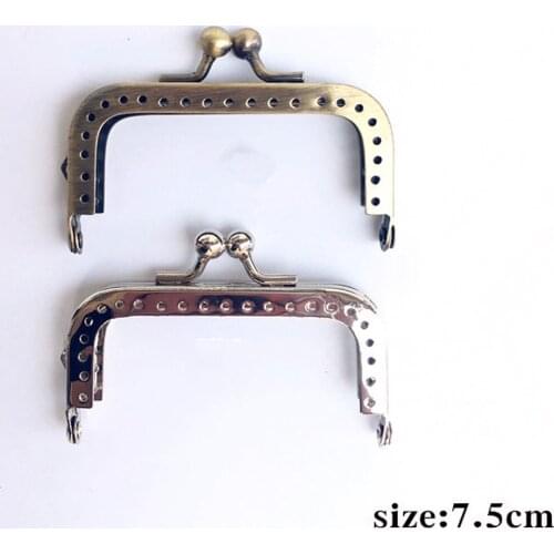 7.5cm women DIY coin bag metal clasp purse frame kiss buckle no knurling design 10pcs/lot