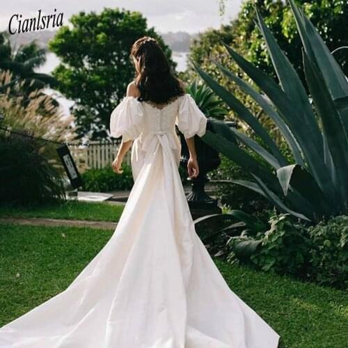 2020 Boho Mermaid Wedding Dresses Off Shoulder half Sleeves Bridal Gowns Backless wedding gowns robe de mariee Wedding Dress