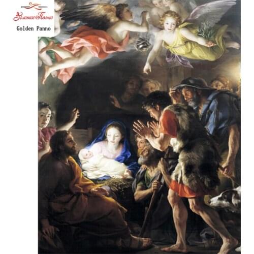 Golden panno,5D,diy diamond embroidery,Full,square,Diamond Painting,Cross Stitch,3D,diamond,Mosaic,christmas,holy son 0125