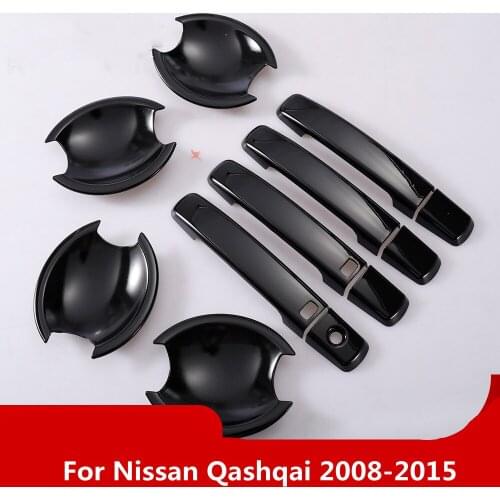 1 Set Glossy Black Car Door Handle Sticker Cover Bowls Moulding Trim for Nissan Qashqai 2008 2009 2010 2011 2012 2013 2014 2015