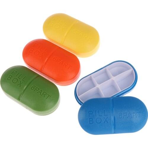 1pcs 6Lots Cute Mini Portable Caixa Organizadora Medical Pill Box Drug Medicine Case Organizer Plastic Case Storage Organizer