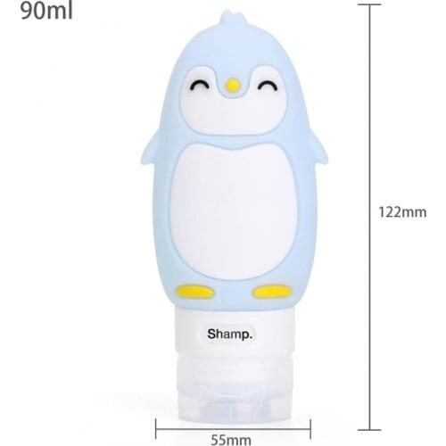 1Pcs 90ML Bottling Cute Penguin Travel Food Grade Silicone Bottle Shampoo Shower Gel Lotion Bottling Tube Squeeze Empty Bottle