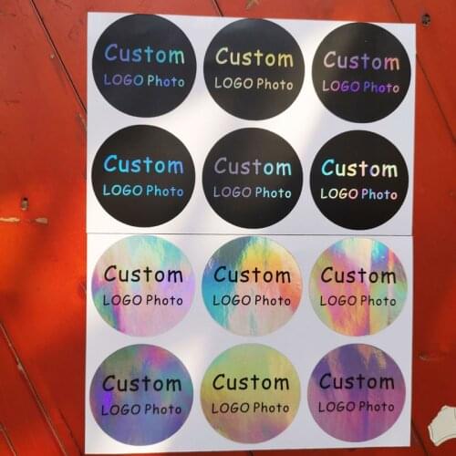 100PCS custom stickers/Personalized holographic sticker Silver laser Customized text logo holographic sticker Favors labels