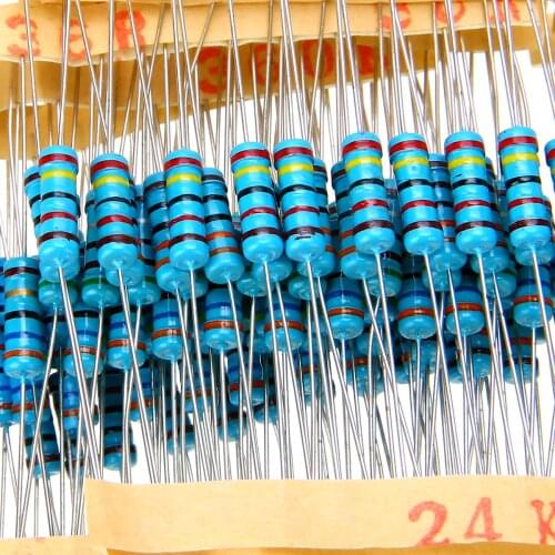 1000Pcs Metal Film Resistor Kit 1% 1W High precision Metal Film Resistor 100 Values Assorted Set 1ohm~10M ohm Resistor Samples