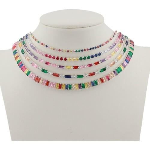 13 Styles Christmas Gift Rainbow CZ Shiny Choker Charm Necklace Adjustable Woman Wedding Party Birthday Statement Jewelry Collar